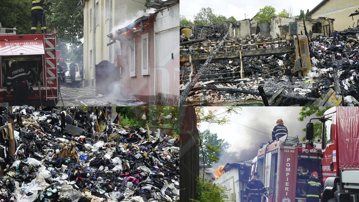 Incendiul de la fabrica Timtex Company SRL din Iași, un mister total. Focul a mistuit în doar câteva ore toată compania! Pompierii continuă ancheta - FOTO