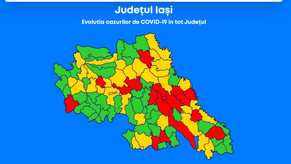 Iată rata de incidență a infectărilor cu COVID-19 la mia de locuitori în localităţile din judeţul Iași