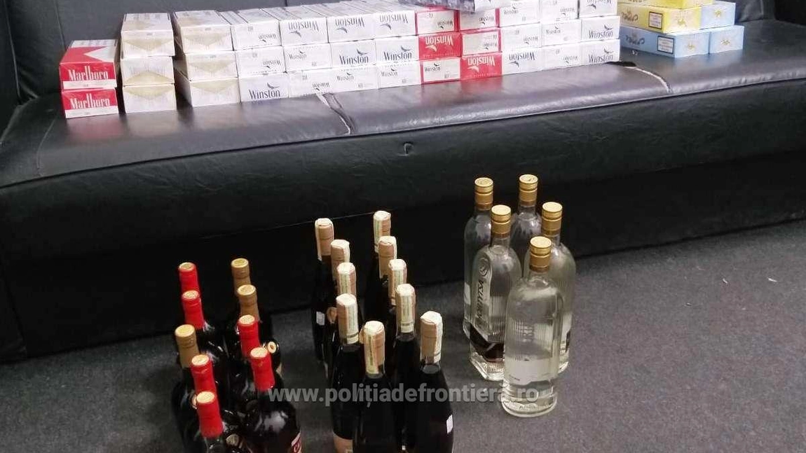 Țigări și alcool de contrabandă, confiscate de polițiștii de frontieră ieșeni înainte să ajungă pe piața din Italia și Marea Britanie