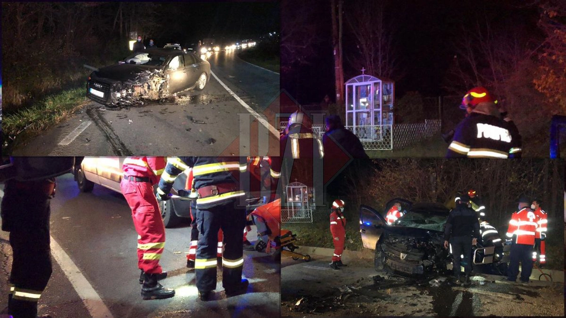Impact devastator la Iași! Un Logan s-a făcut praf aseară după ce s-a izbit de un Audi. Două victime au rămas încarcerate