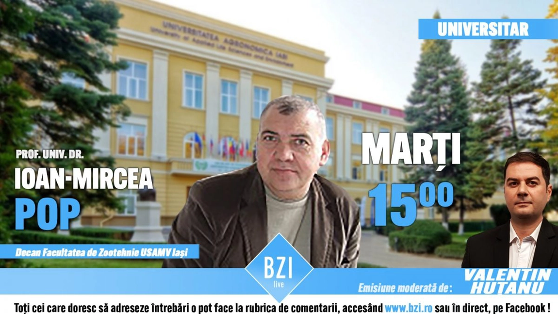 LIVE VIDEO - Despre un domeniu vital pentru noi toţi, hrana şi creşterea animalelor într-o ediţie specială BZI LIVE alături de prof. univ. dr. Ioan Mircea Pop - decanul Facultății de Zootehnie din cadrul Universtatii de Ştiinţe Agricole şi Medicină Veterinară 
