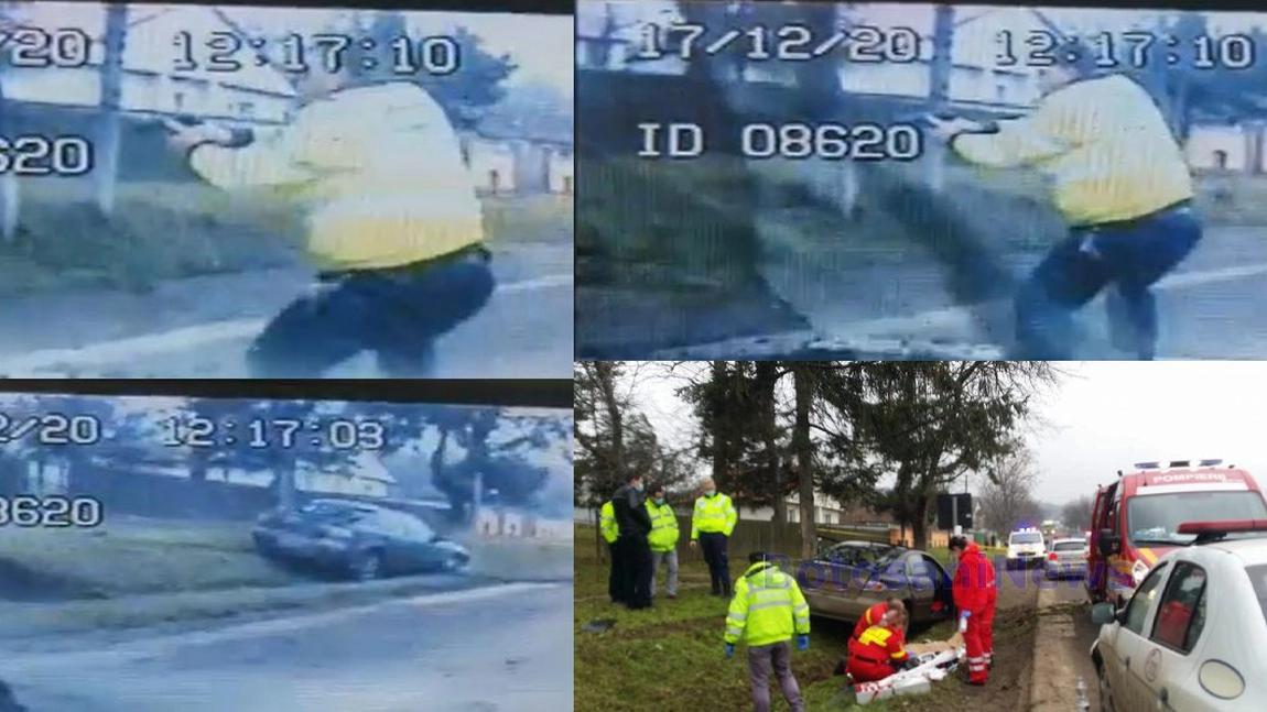 Momentul urmăririi din Botoșani. Șoferul nu a vrut să oprească, iar forțele de ordine au tras 17 focuri de armă - GALERIE FOTO/ VIDEO