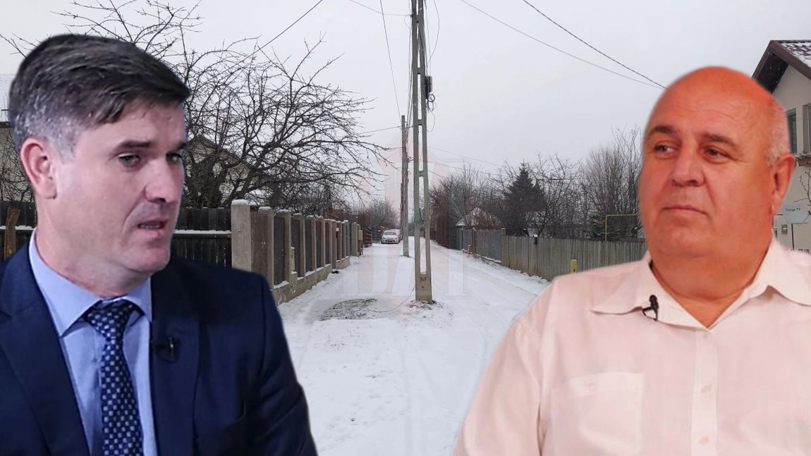 Ca-n filmele cu proști în comuna Ciurea din județul Iași, condusă de primarul Cătălin Lupu! Mașinile fac slalom printre stâlpii de iluminat, uitați pe mijlocul drumului. Vecinii dau vina pe directorul Corneliu Melinte - FOTO