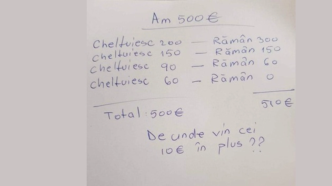Problema serii. De unde vin cei zece euro?