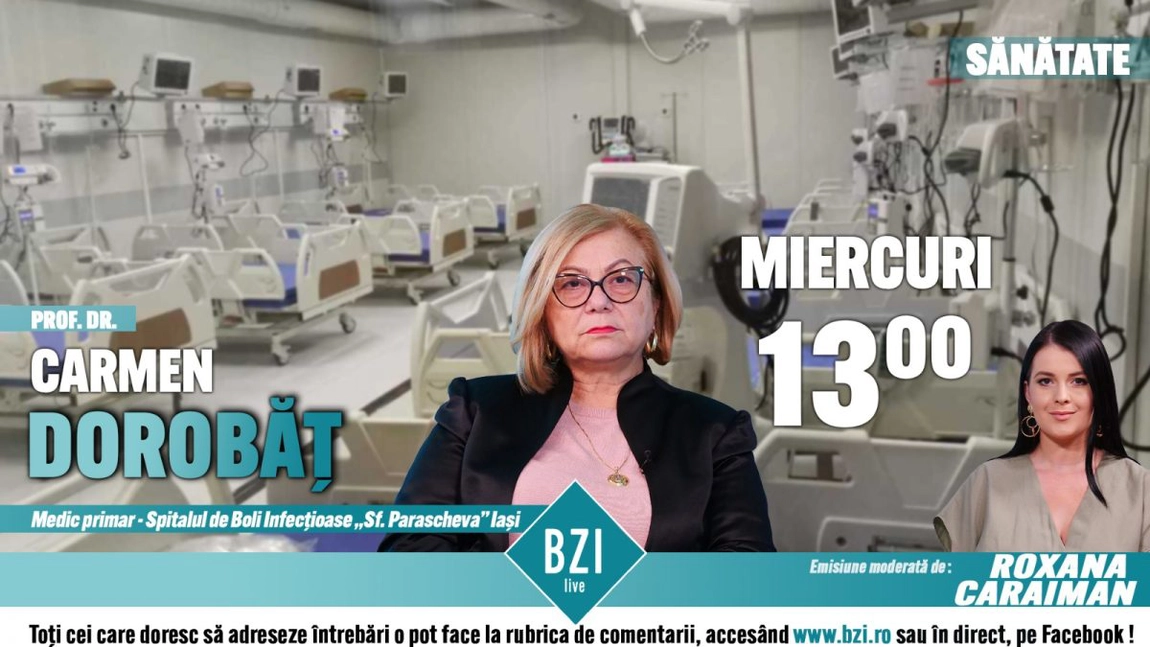 LIVE VIDEO - Noutăți oferite la BZI LIVE de prof. dr. Carmen Dorobăț despre valul 3 al pandemiei de COVID-19 și tulpina braziliană, foarte contagioasă și prezentă în România