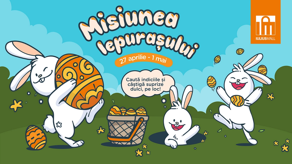 Iepurașul de Paște și prietenii lui au pregătit surprize pentru toți copiii, la Iulius Mall Cluj!