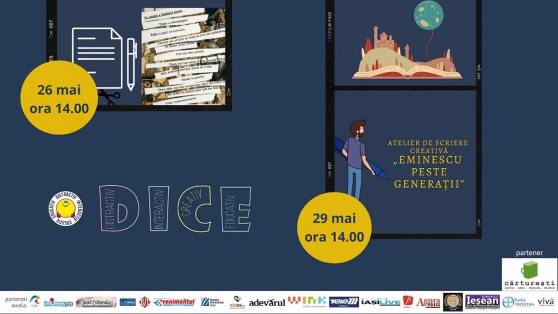 Ateliere DICE la Palatul Culturii din Iași  în perioada 25 - 29 mai 2021