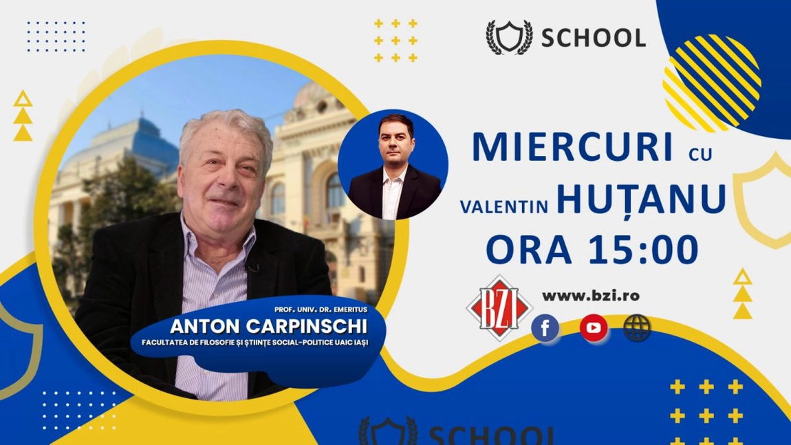 LIVE VIDEO - În Studioul BZI LIVE este invitată una dintre figurile academice de marcă ale Universităţii Alexandru Ioan Cuza din Iaşi, prof. univ. dr. Emeritus Anton Carpinschi - Facultatea de Filosofie şi Ştiinţe Social-Politice - FOTO
