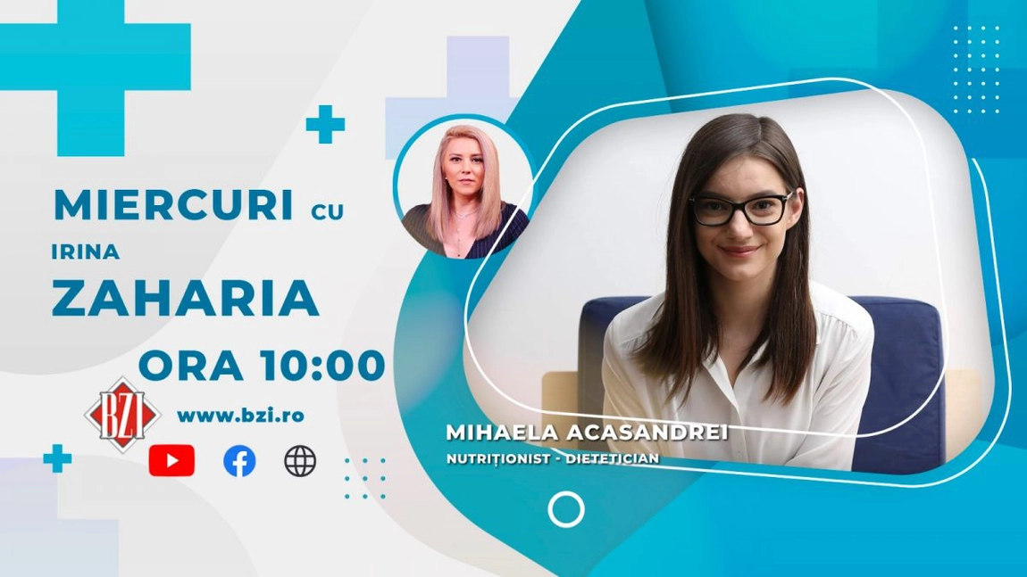 LIVE VIDEO - Cum ne-am modificat obiceiurile alimentare în ultima perioadă și cât de afectați sunt copiii și tinerii de perioada pandemiei, în ceea ce privește regimul alimentar, la BZI LIVE, cu Mihaela Acasandrei, nutriționist - dietetician - FOTO
