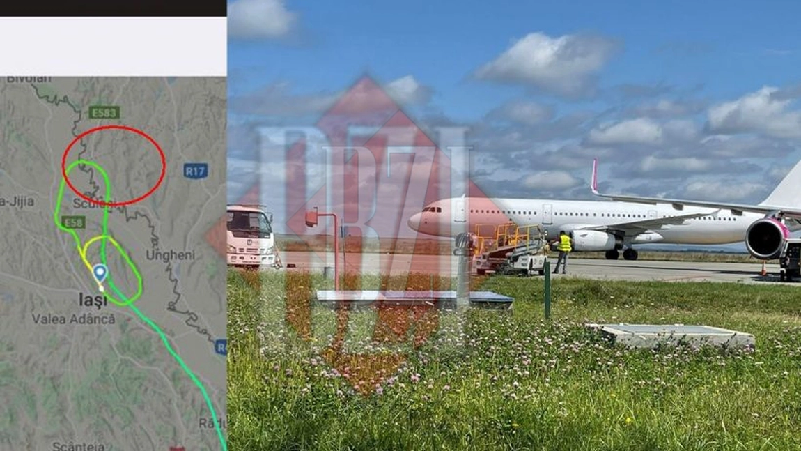 Avionul Wizzair care nu a putut ateriza pe Aeroportul Internațional Iași a zburat în cerc! A intrat şi în Republica Moldova! Iată GRAFICUL  - FOTO