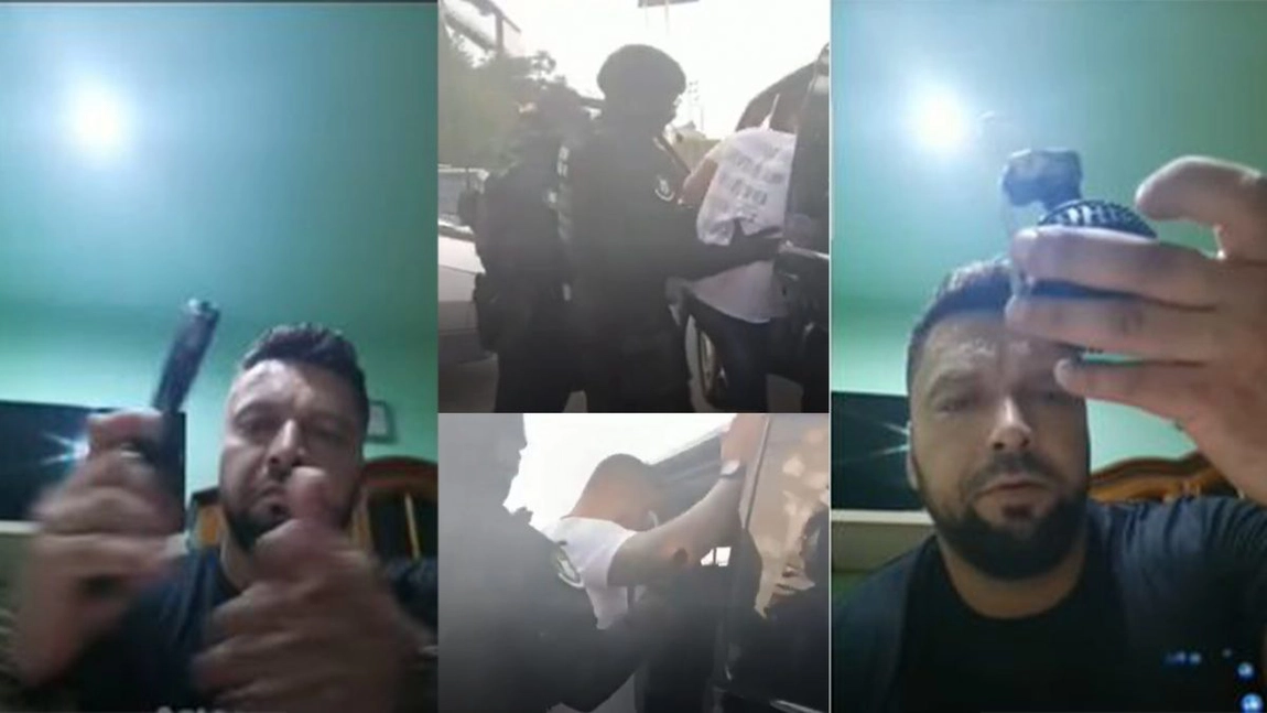 Interlopul care îl amenința pe şeful Poliției Dâmbovița cu pistolul a fost reținut de polițiști - FOTO, VIDEO