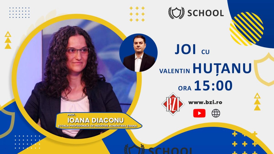 LIVE VIDEO - România Inteligentă! Ediție-dialog specială, în Studioul BZI LIVE, despre viaţă, altruism, implicare, pasiune şi educaţie alături de prof. Ioana Diaconu de la Scoala Profesională de Industrie Alimentară, din localitatea Ţibana, judeţul Iaşi - FOTO