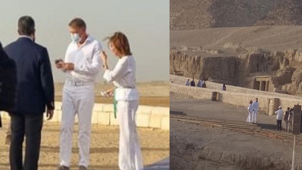 Ţara arde, iar Klaus Iohannis se distrează în Egipt! Președintele s-a pozat la piramide! Este îmbrăcat în alb şi a făcut senzaţie - FOTO