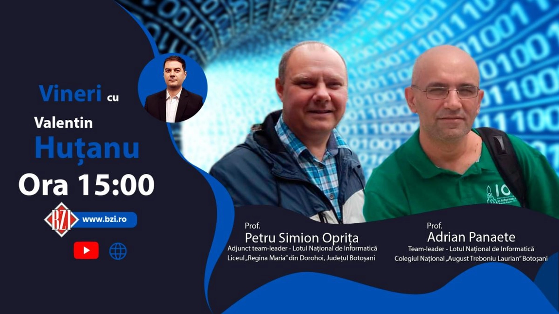 LIVE VIDEO - Ediţie BZI LIVE despre excelență în Educaţie şi performanţele de aur la Informatică alături de prof. Adrian Panaete, team leader al lotului naţional de Informatică (Colegiul Naţional 