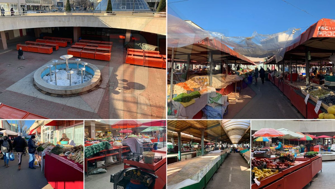 Condiții inumane pentru piețarii din Iași! Tarabe ruginite, acoperișuri sparte și clienți fugăriți de frig - FOTO