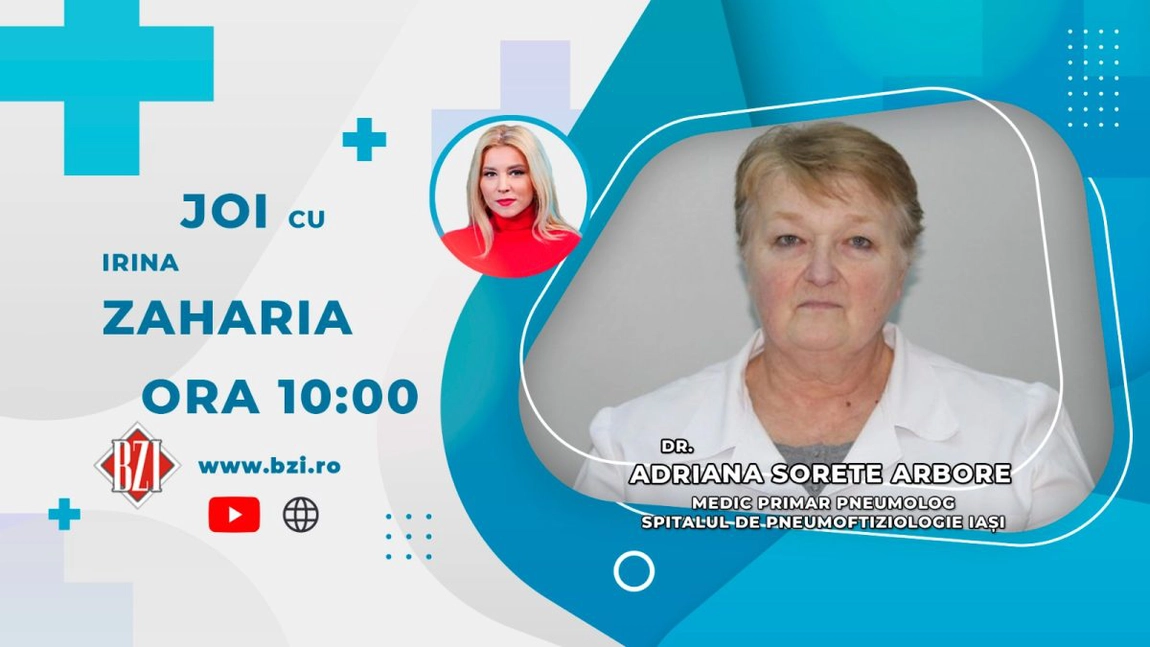 LIVE VIDEO - Dr. Adriana Sorete Arbore, medic primar pneumolog, Spitalul de Pneumologie Iași, discută în emisiunea BZI LIVE despre Ziua Mondială a Tuberculozei