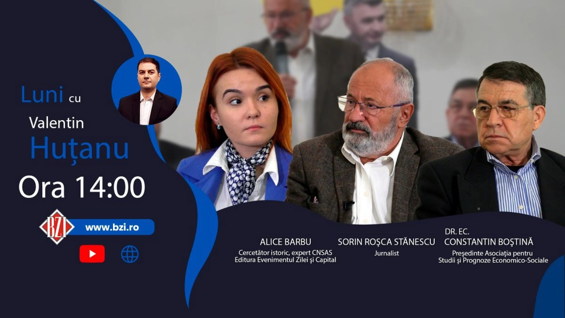 LIVE VIDEO - Dezvăluiri spectaculoase despre Regimul Comunist din România, într-o editie-dialog specială BZI LIVE alături de: Alice Barbu (Evenimentul Istoric), cercetător istoric şi expert CNSAS, ec. dr. Constantin Boștină (fost secretar personal al lui Nicolae Ceaușescu), respectiv Sorin Roșca Stănescu, celebru jurnalist de investigaţii şi publicist - FOTO