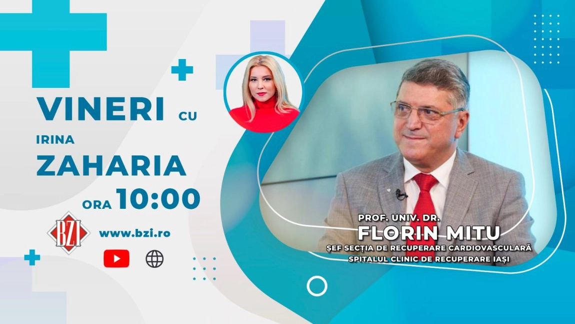 LIVE VIDEO - Prof.dr. Florin Mitu, șeful Clinicii de Recuperare Cardiovasculară, Spitalul de Recuperare Iași, discută în platoul BZI LIVE despre metodele de diagnosticare și recuperare a pacienților cu afecțiuni cardiovasculare - FOTO