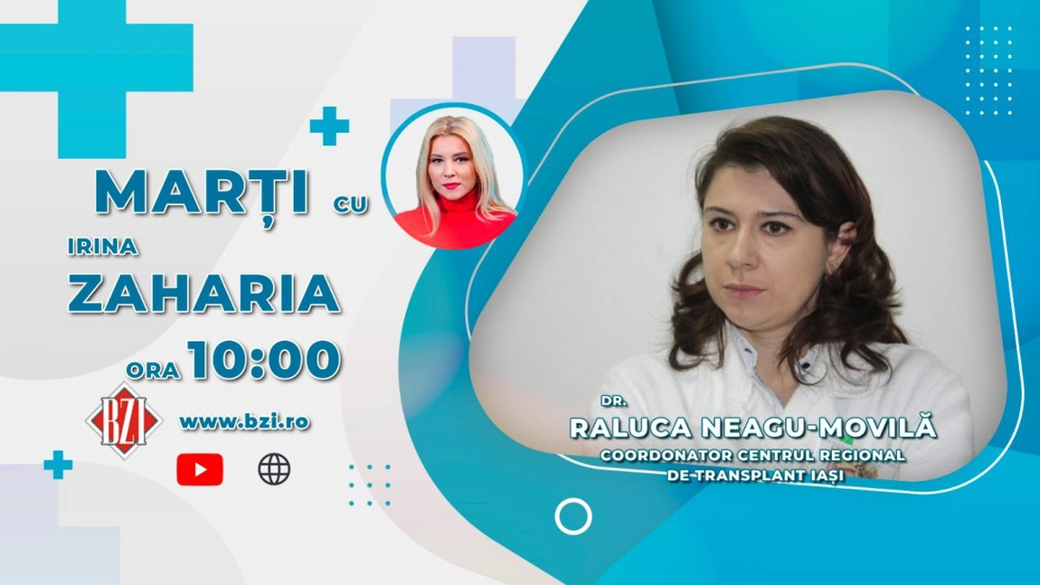LIVE VIDEO - Dr. Raluca Neagu-Movilă, coordonatorul Centrului Regional de Transplant Iași, discută în emisiunea BZI LIVE despre situația transplanturilor de la începutul anului 2022 - FOTO