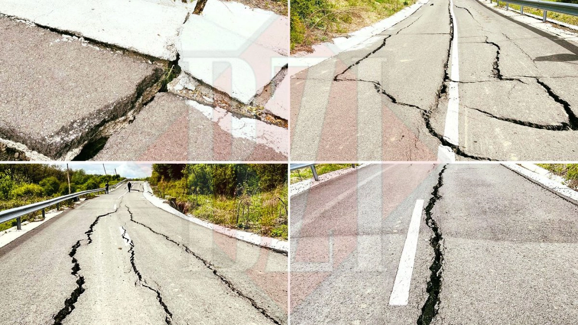 Imagini șocante de la marginea Iașului! Pericol pentru șoferi după ce un drum s-a surpat în Schitu Duca – GALERIE FOTO