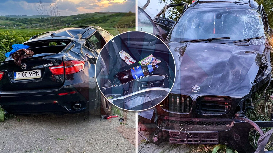 S-a răsturnat cu un BMW X6 în care erau PET-uri de bere, iar mai apoi a fugit. Ieri s-a prezentat la rutieră. Nu era băut – Foto