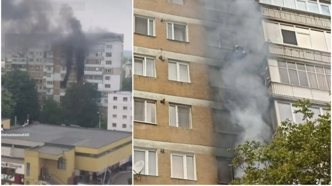 Incendiu de proporții într-un bloc cu 10 etaje din Bacău. Aproape 80 de persoane au fost evacuate - FOTO, VIDEO