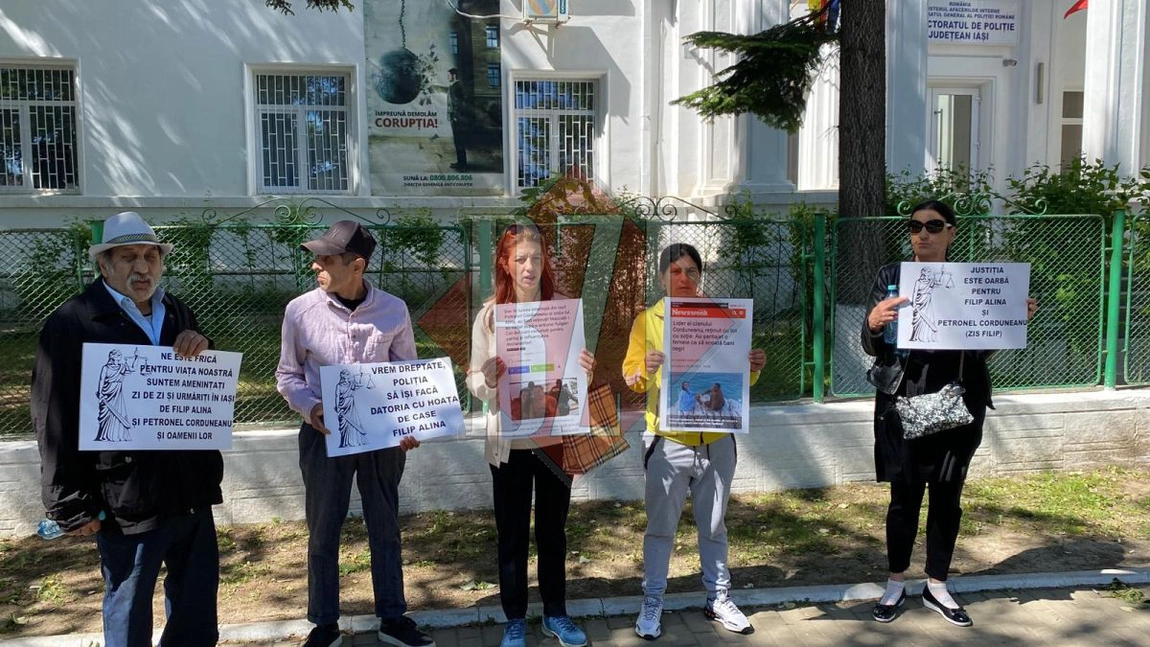 Protest în fața IPJ Iași împotriva lui Petronel Corduneanu şi a soţiei sale, Alina Filip. Interese imobiliare uriaşe în joc (Exclusiv), FOTO, VIDEO