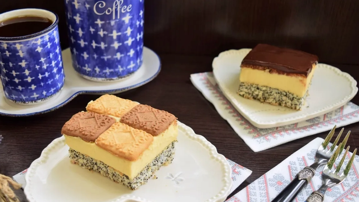 Prăjitură cu mac și biscuiți picnic, un desert delicios și aromat