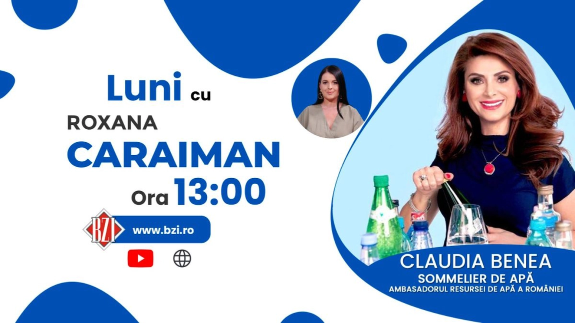 LIVE VIDEO - Apa este vitală, dar orice fel de apă? Ce este, cum o alegem și cum o bem va explica la BZI LIVE Claudia Benea, sommelier de apă și Ambasador al resursei de apă din România