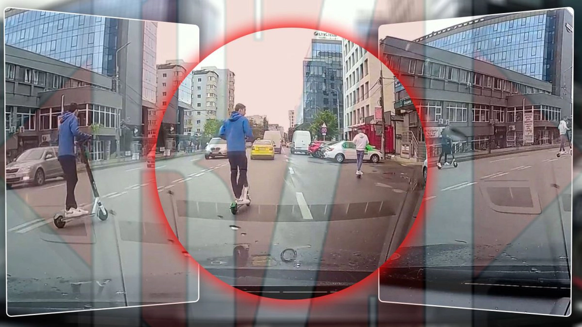Inconștiență fără limite! „Trotinetiștii” își fac de cap în trafic, punându-și în pericol propriile vieți și pe cele ale șoferilor – VIDEO