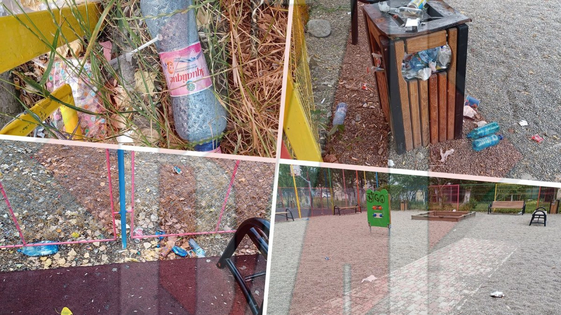 Pericol biologic într-un parc de joacă din Iași! Seringi uzate printre gunoaiele aruncate la întâmplare – GALERIE FOTO