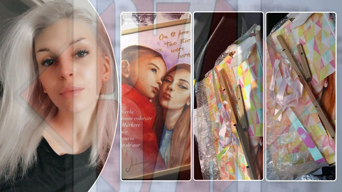 Operă de artă, distrusă de indolența angajaților de la Fan Courier! Un tablou unicat, cu foiță de aur, a fost returnat în bucăți! – GALERIE FOTO-VIDEO