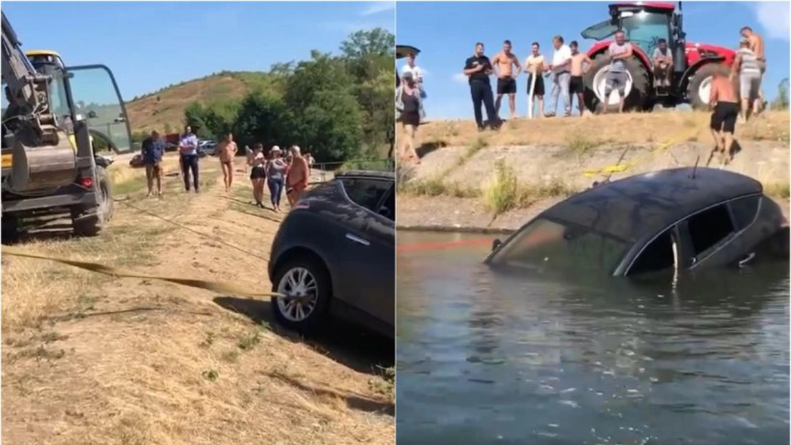 Aflaţi în plin proces de divorţ, un bărbat din Satu Mare i-a scufundat maşina soţiei într-un lac