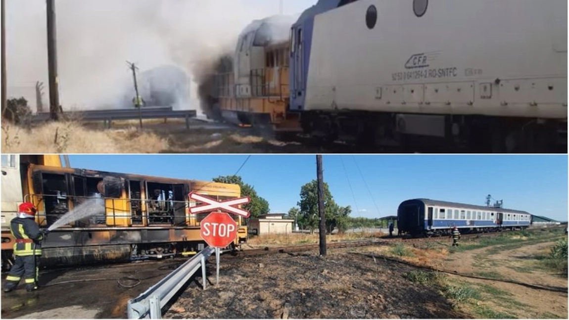 Trenul Oradea - Valea lui Mihai, cuprins de flăcări. Mecanicul de locomotivă a suferit arsuri, după ce a salvat toți călătorii - FOTO