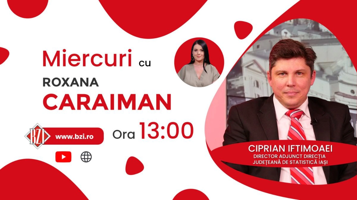 LIVE VIDEO - Discuție despre salarii, comerț și construcții alături de Ciprian Iftimoaei, directorul adjunct al Direcției Județene de Statistică Iași, la BZI LIVE - FOTO