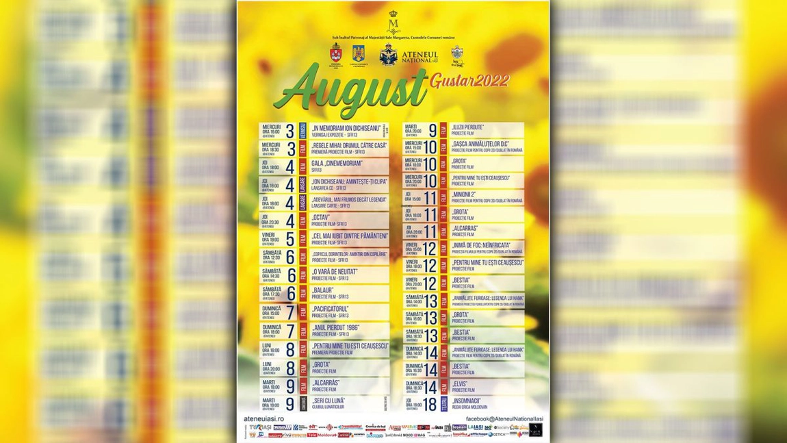 Luna august vine cu noi surprize pentru spectatorii Ateneului Național! Unicul festival dedicat exclusiv filmului românesc va avea loc la Iași