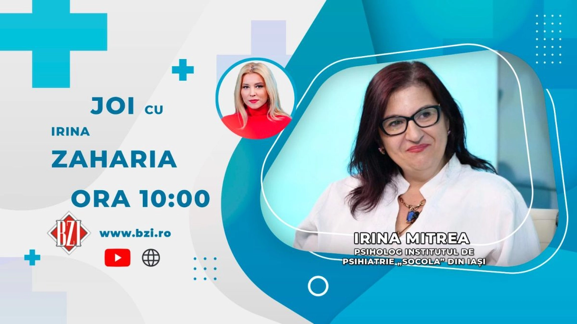 LIVE VIDEO - Irina Mitrea, psiholog principal la Institutul de Psihiatrie Socola Iași, vorbește în emisiunea BZI LIVE despre relațiile toxice și despre încrederea în sine - FOTO