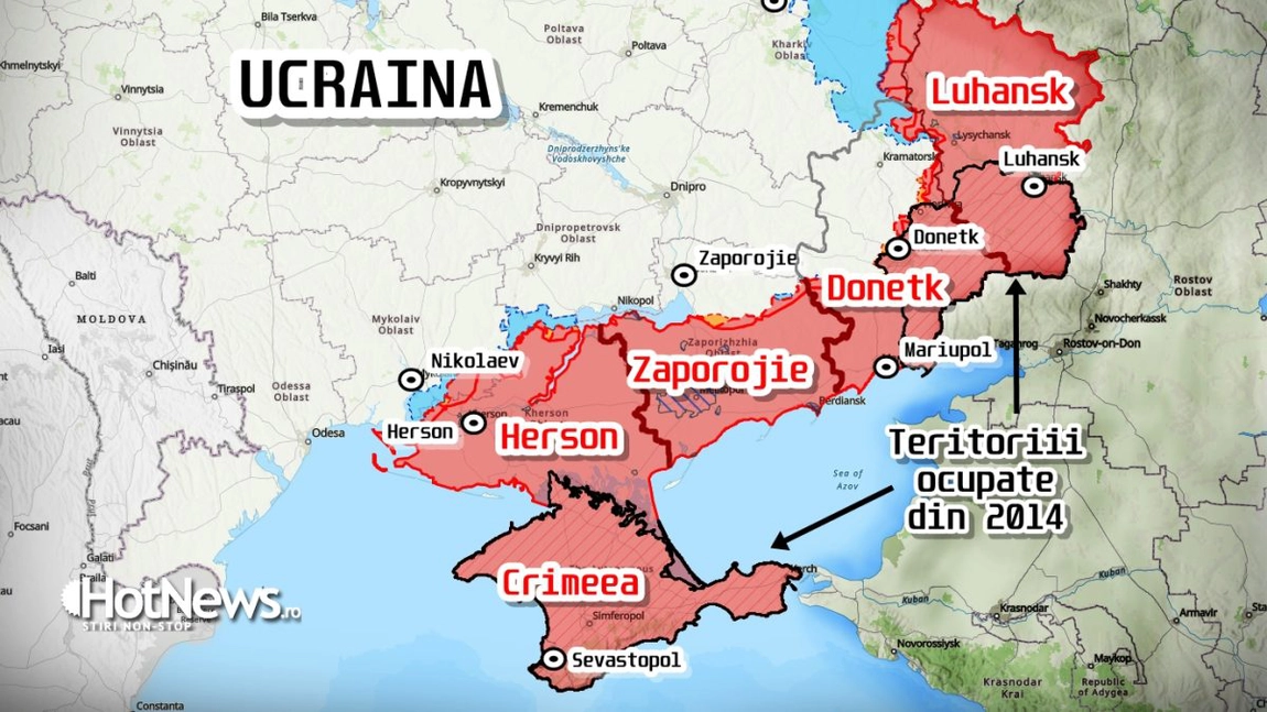 Provinciile ucrainene, anexate oficial Rusiei. Care sunt graniţele celor patru regiuni