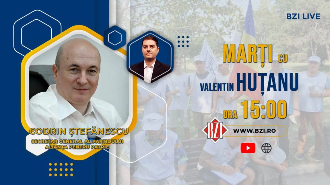 LIVE VIDEO - Nouă ediţie BZI LIVE explozivă alături de Codrin Ștefănescu, secretarul general al Alianței Pentru Patrie