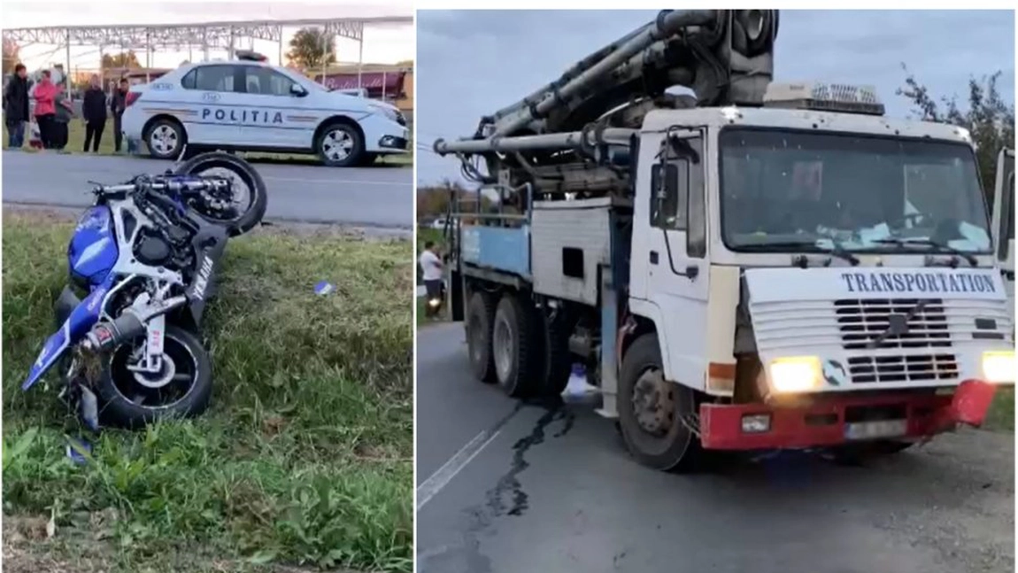 Accident tragic în judeţul Arad! Un tânăr motociclist şi-a pierdut viaţa, după ce a intrat în plin într-o betonieră