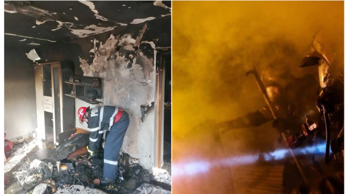 Explozie puternică într-o garsonieră din Arad. Un bărbat a suferit arsuri pe 80% din corp