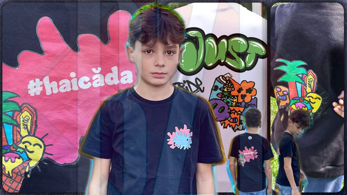 Nici marii creatori de modă nu au avut startul acestui puști din Iași. La numai 12 ani face haine unicat. Cât ai plăti pe un tricou?