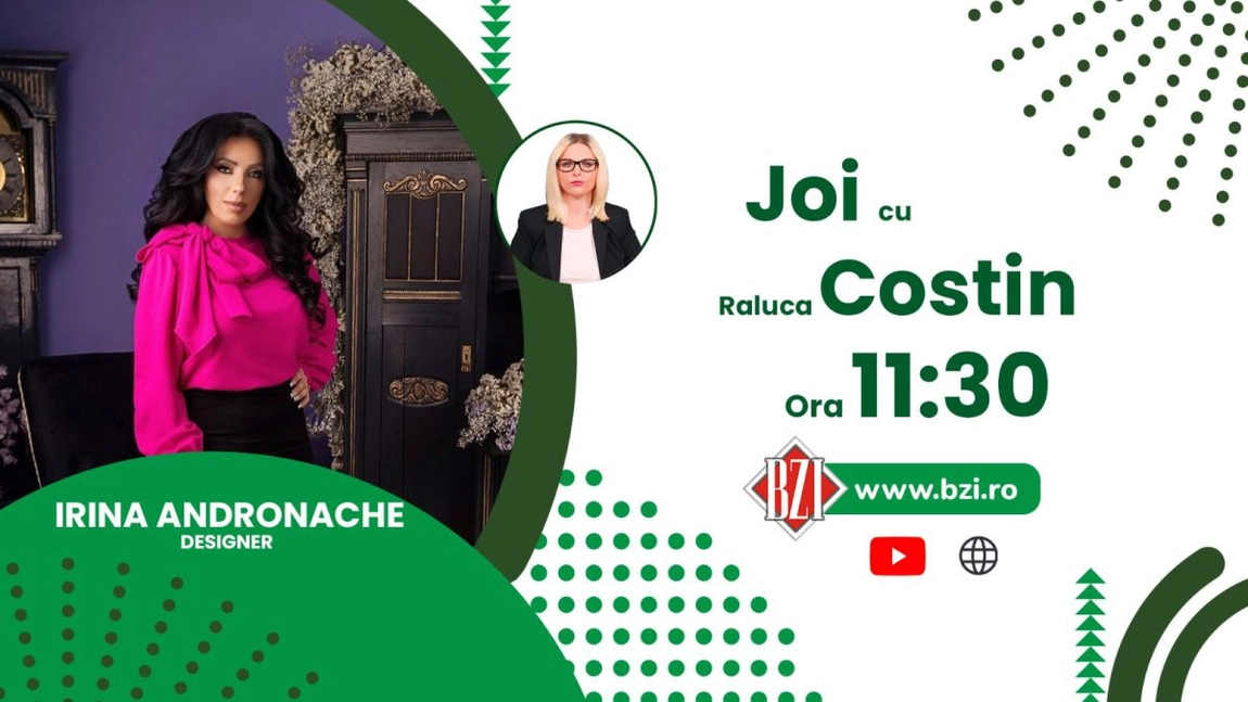 LIVE VIDEO - Ce ținute sunt în trend în acest sezon? Aflați de la designerul Irina Andronache, într-o nouă ediție BZI LIVE!