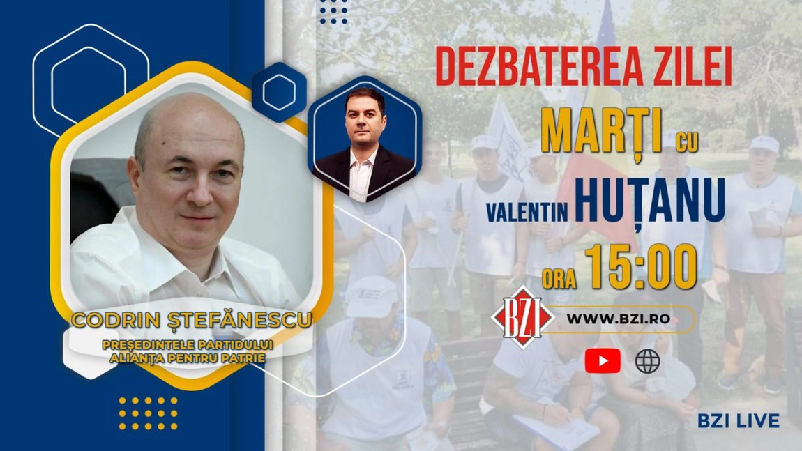 LIVE VIDEO - Nouă ediţie „Dezbaterea Zilei” la BZI LIVE explozivă alături de Codrin Ștefănescu, președintele Alianței Pentru Patrie