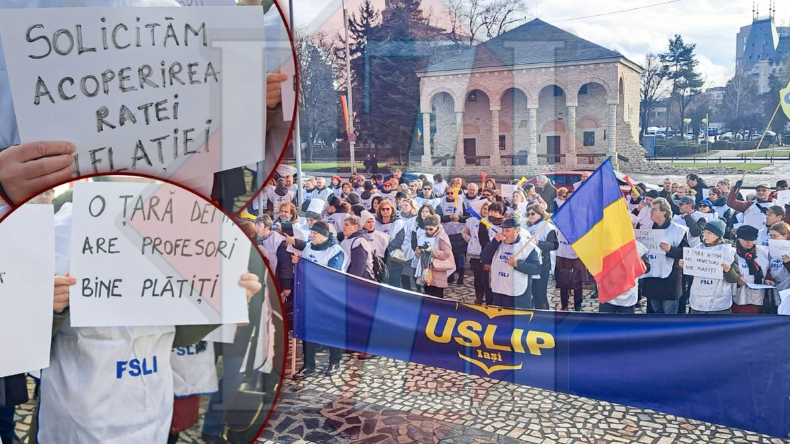 Protest la Prefectura Iași, cu aproximativ 300 de persoane! Îngrijitoarea unei grădinițe: „Suntem slugi! Am ajuns într-o situație în care nu mai putem!” – GALERIE FOTO
