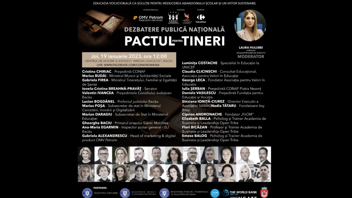 Confederația Națională pentru Antreprenoriat Feminin va organiza a patra dezbatere a proiectului național „Pactul pentru Tineri”