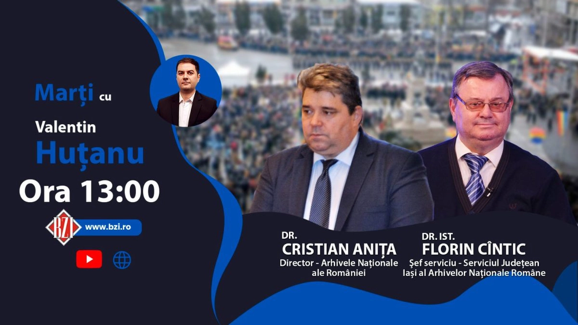 LIVE VIDEO - TOP EXCLUSIV BZI LIVE! Despre rolul Arhivelor Naționale ale României și evocări istorice ale Zilei de 24 ianuarie 1859 alături de dr. Cristian Anița, director Arhivele Naționale ale României și dr. ist. universitar Florin Cântic, Șeful Serviciului Judeţean Iași al Arhivelor Naţionale