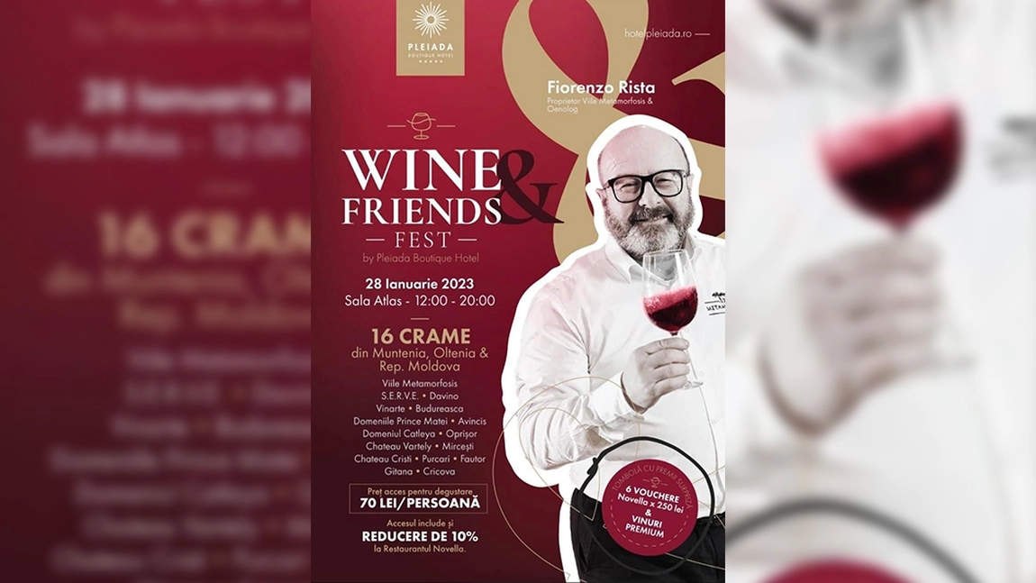 Vinuri, premii și povești la Pleiada Boutique Hotel din Iași, la prima ediție Wine and Friends Fest