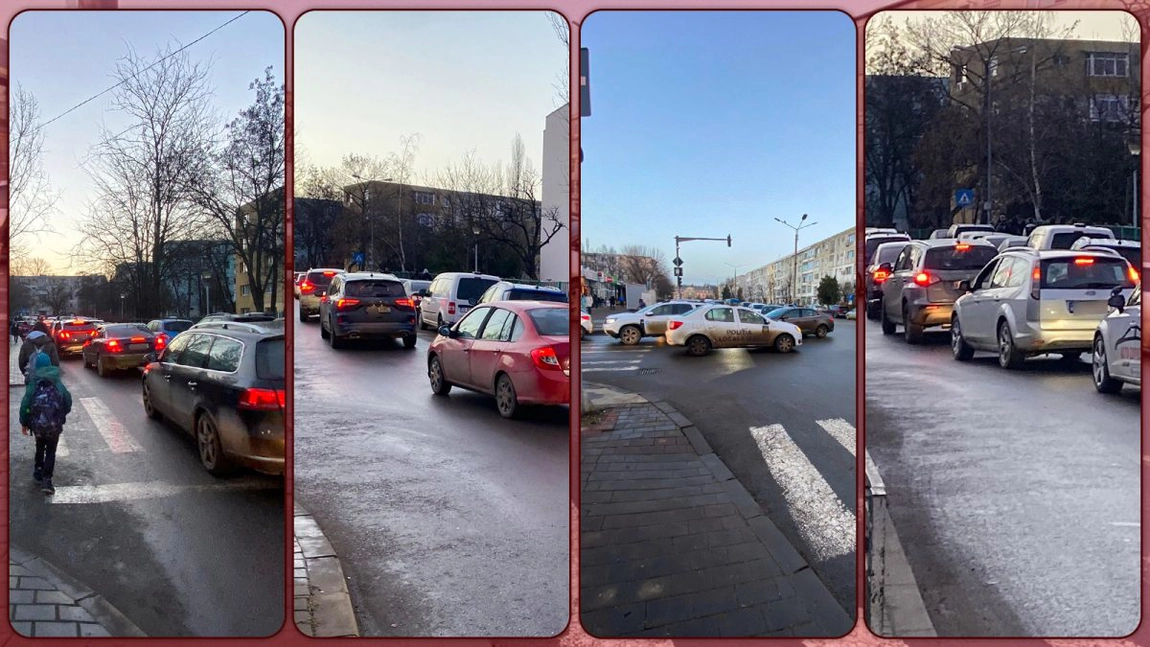 Traficul la orele de vârf este infernal în proximitatea școlilor din Cantemir. Părinții sunt exasperați de situația pe care o întâmpină zilnic – GALERIE FOTO/VIDEO