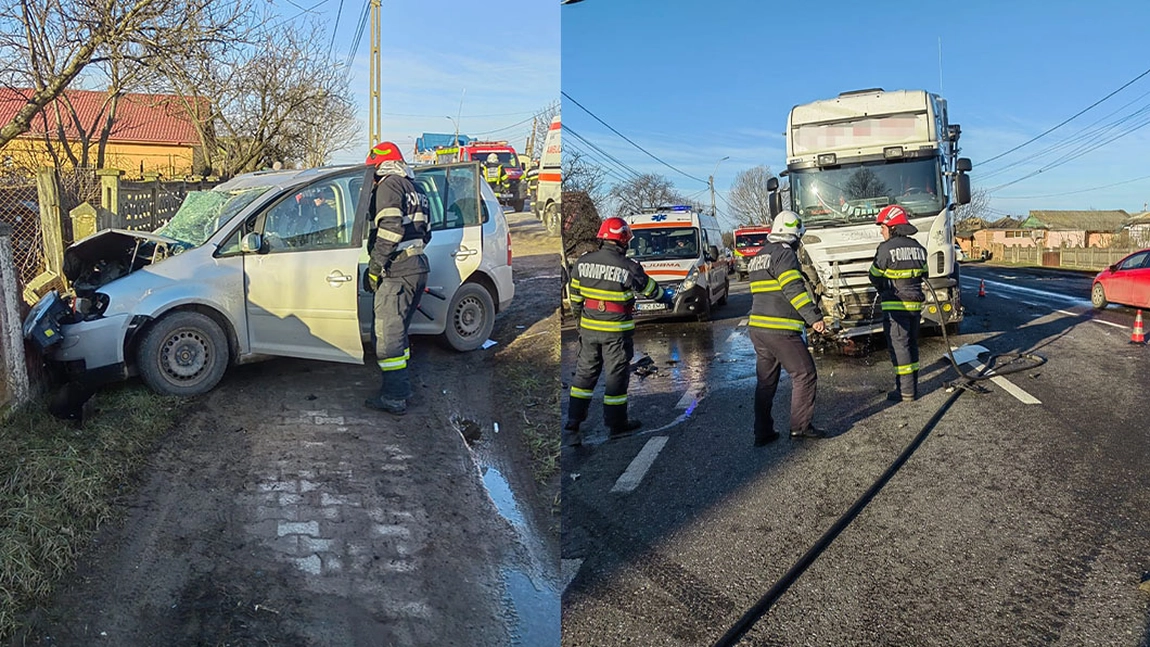 Accident rutier în Războieni. Un camion şi un autoturism s-au izbit. O persoană a decedat, iar alta este rănită - FOTO, UPDATE, VIDEO